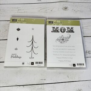 Stampin' Up! Holiday Happiness & Messages for Mom Clear Stamp Sets Lot 2